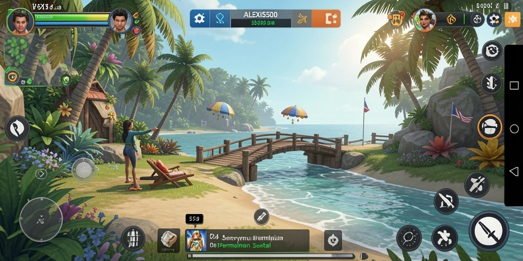 Tampilan gameplay ALEXIS500 yang penuh warna dan menyenangkan.