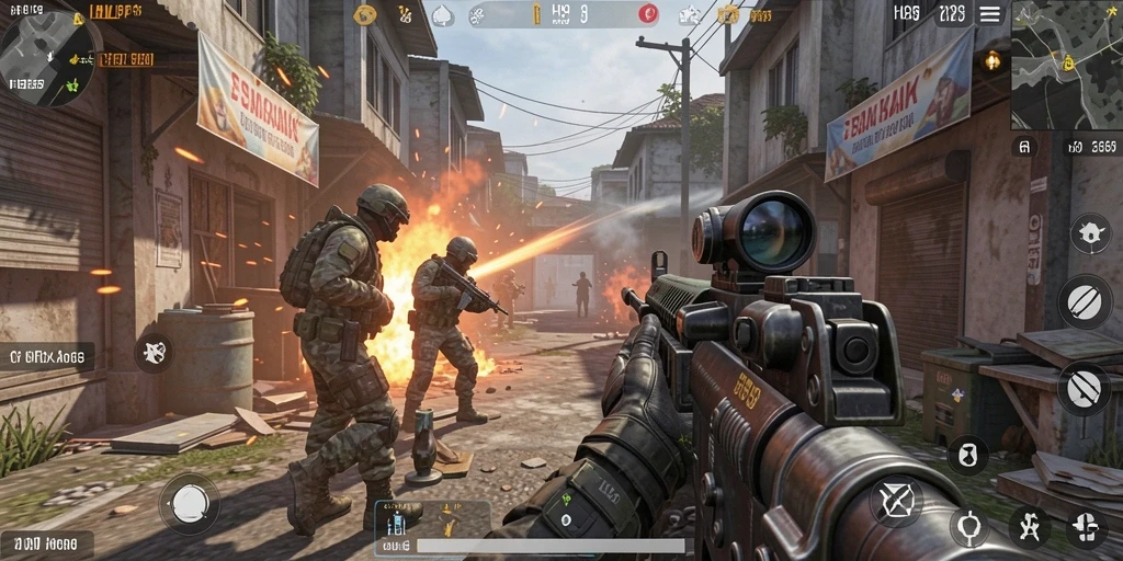 Gameplay H89 yang intens dan mendebarkan dalam mode FPS.