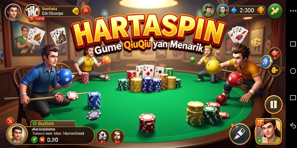 Gameplay seru HARTASPIN dalam permainan QiuQiu.