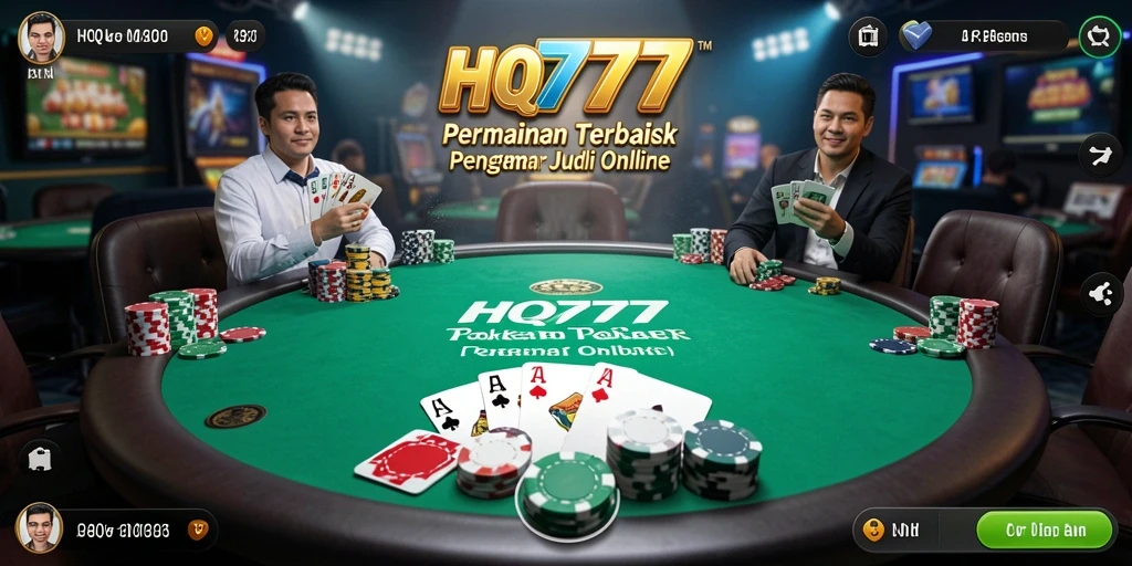 Tampilan gameplay Poker yang mendebarkan di HQ777.