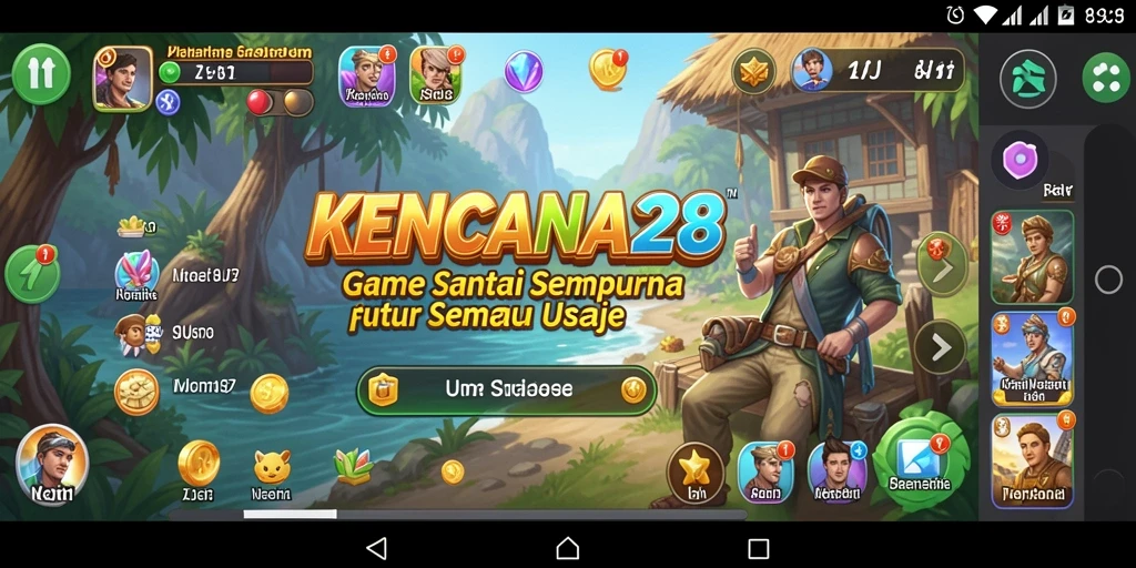 Screenshot gameplay KENCANA28 dengan grafis cerah dan karakter menarik.