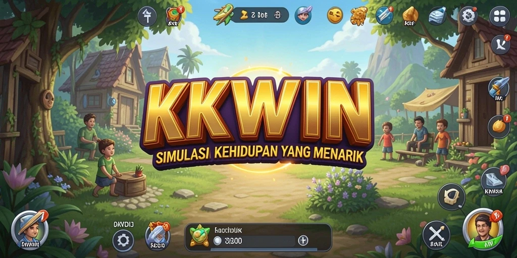Tampilan screenshot utama KKWIN menunjukkan aksi gameplay simulasi kehidupan yang menawan.