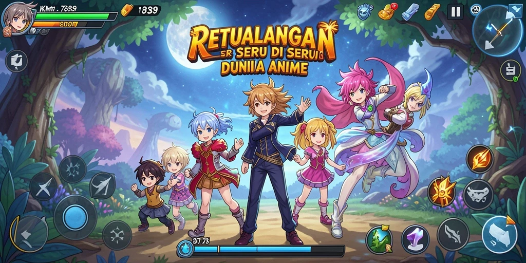 Tampilan gameplay KM789 yang menampilkan karakter anime favorit.