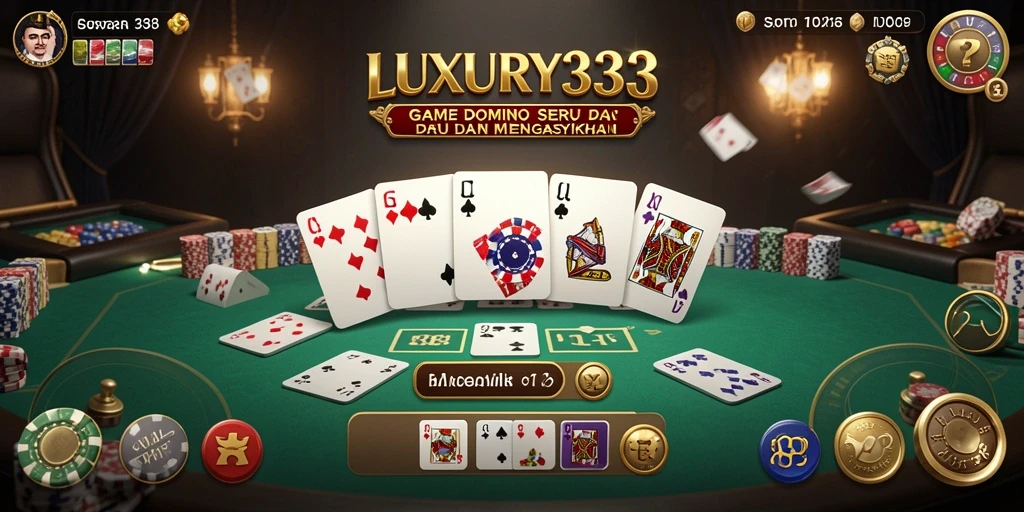 Screenshot utama LUXURY333 menunjukkan gameplay Domino yang seru dan kompetitif.