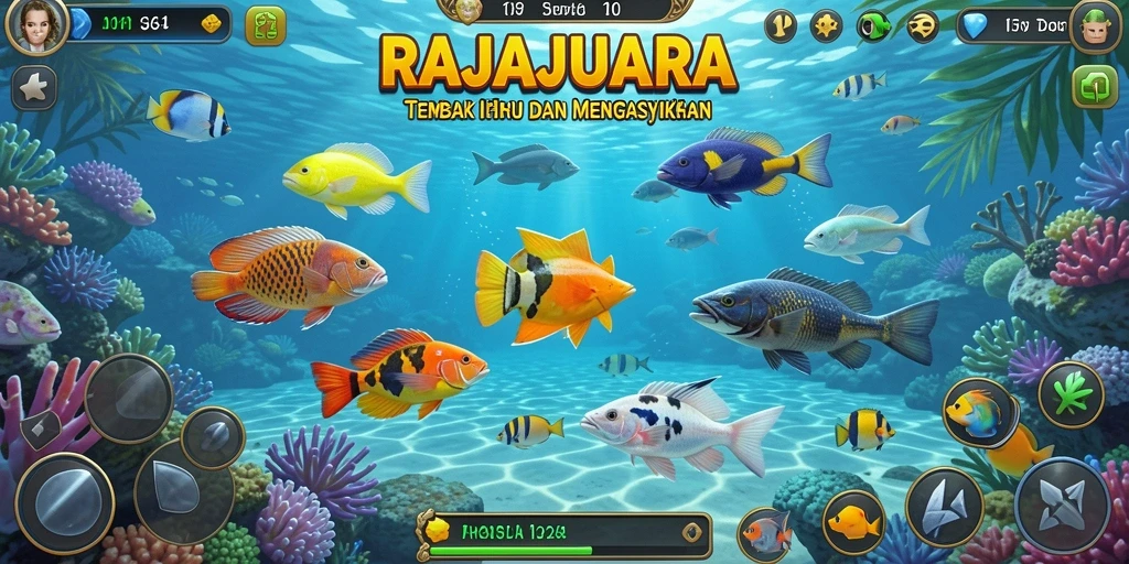 Tampilan gameplay seru RAJAJUARA dengan aksi tembak ikan.