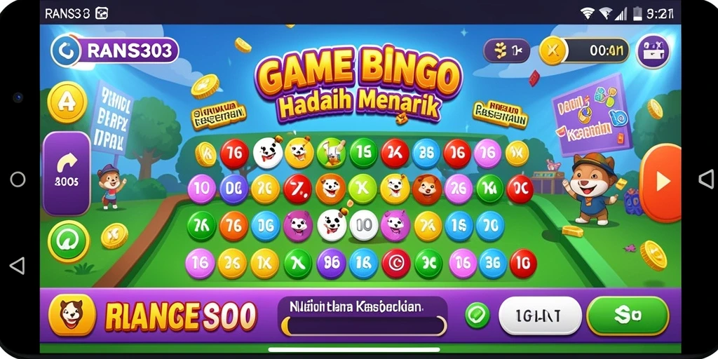 Screenshot gameplay Bingo RANS303 yang menunjukkan momen kemenangan.