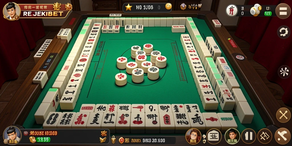 Tangkapan layar utama REJEKIBET menampilkan gameplay Mahjong yang mengasyikkan.