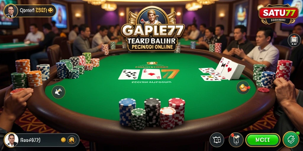Tampilan gameplay Poker yang seru dan menarik di SATU77.
